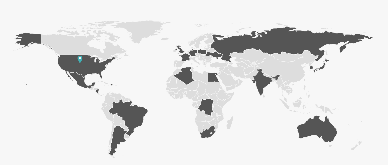 World map where unique web designer has clients