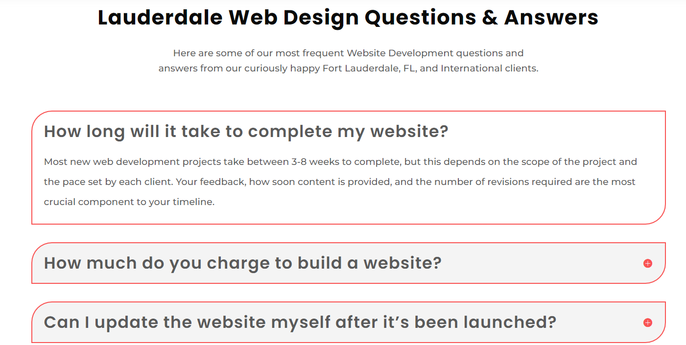 Startup Website Frequently Asked Questions page