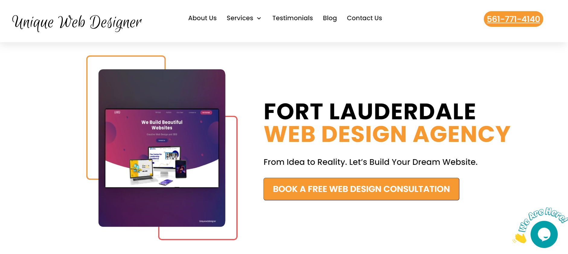 unique web designer home page for startups
